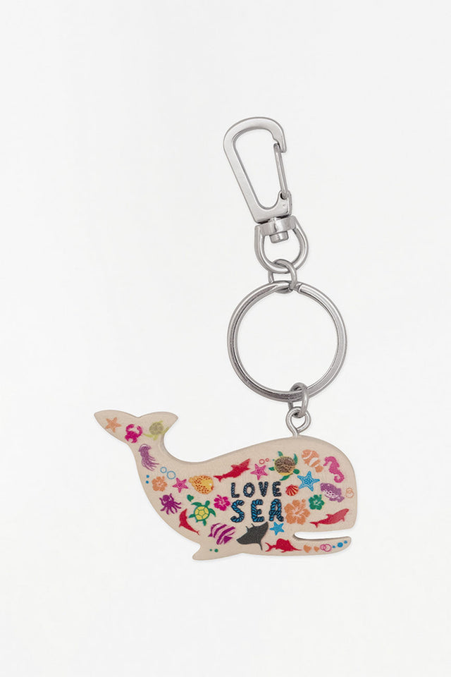 Wooden Key Ring - Decorated Whale Key Ring Batela Giftware