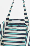 Large Canvas Tote Bag - Cream/Navy/Green Stripes Bags Batela Giftware