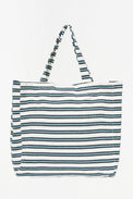 Large Canvas Tote Bag - Cream/Navy/Green Stripes Bags Batela Giftware