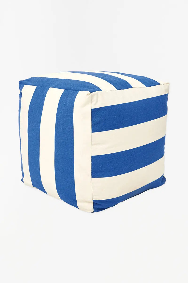 Blue-White Striped Pouffe From Europe Home Decoration Batela Giftware