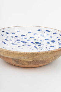 Large Enamelled Wooden Bowl with Shoal of Fish Design From Europe Batela Giftware