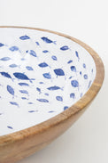 Large Enamelled Wooden Bowl with Shoal of Fish Design From Europe Batela Giftware