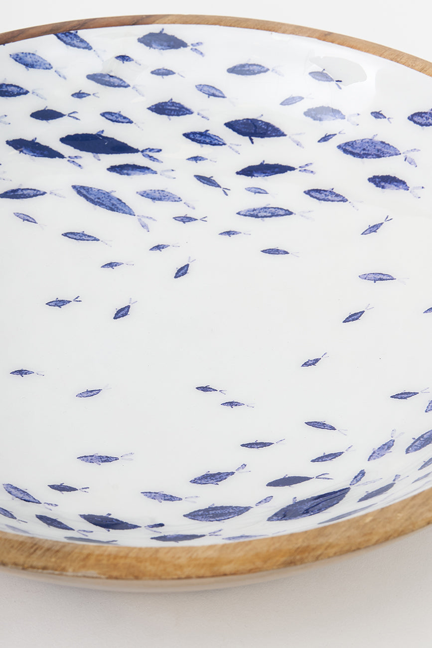 Medium Enamelled Bowl Decorated with a Shoal of Fish From Europe Batela Giftware