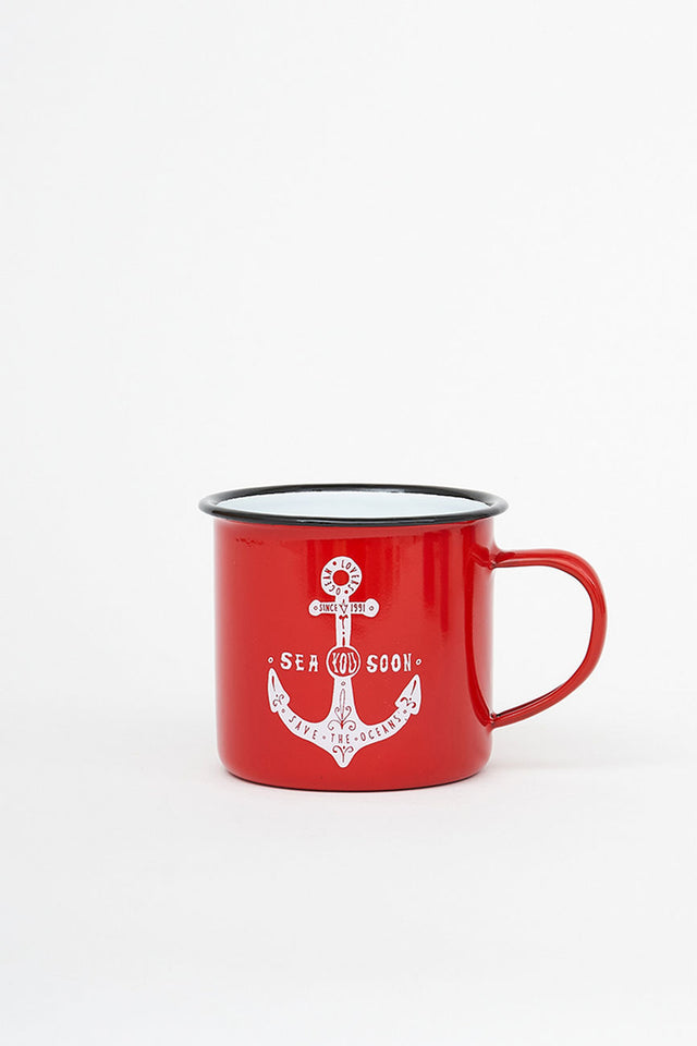 Anchor Red Enamel Mugs (Set of 6) Enamel Tableware Mugs Batela Giftware