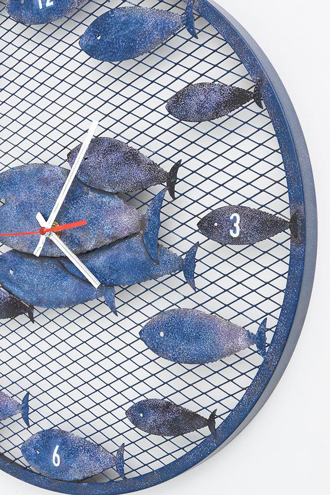 Metal Wall Clock with a School of Fish From Europe Batela Giftware