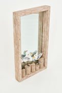 Tall Wooden Mirror with Bird on a Post Driftwood Home Decoration Batela Giftware