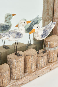 Tall Wooden Mirror with Bird on a Post Driftwood Home Decoration Batela Giftware