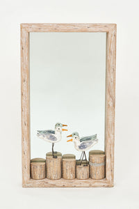 Tall Wooden Mirror with Bird on a Post Driftwood Home Decoration Batela Giftware