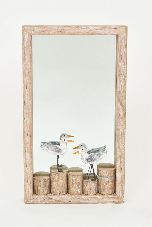 Tall Wooden Mirror with Bird on a Post Driftwood Home Decoration Batela Giftware