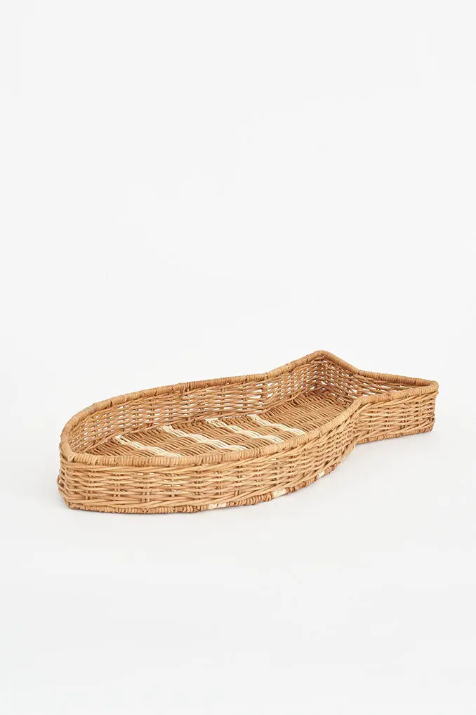 Small Fish-Shaped Rattan Tray Driftwood From Europe Kitchen Batela Giftware