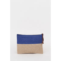 Cotton Toilet Bag - Blue and Buff Bags Batela Giftware