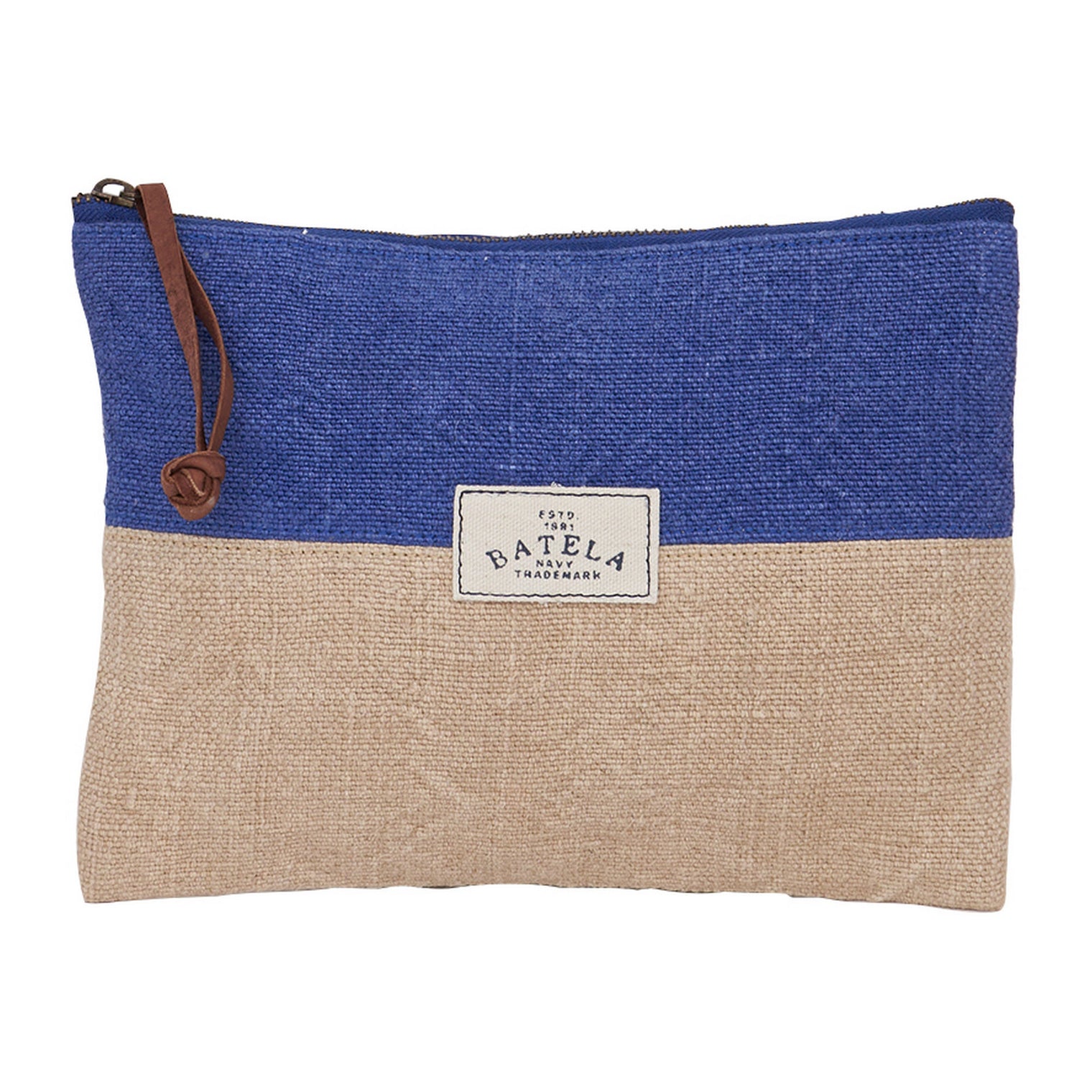 Cotton Toilet Bag - Blue and Buff Bags Batela Giftware