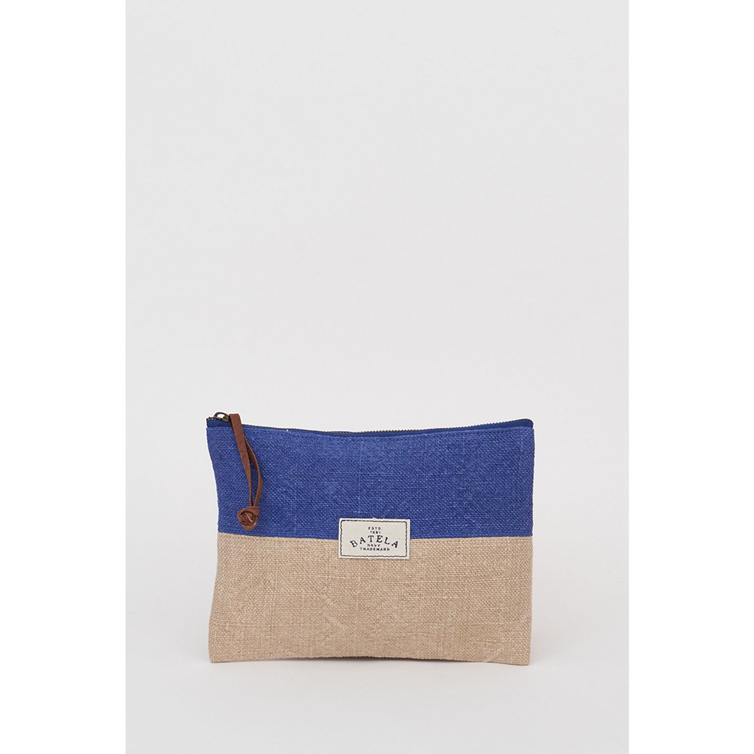 Cotton Toilet Bag - Blue and Buff Bags Batela Giftware