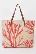 Canvas Tote/Shopper Bag - Seaweeds design Leather Straps Bags Batela Giftware