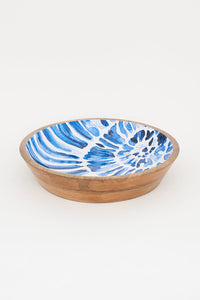 Medium Round Enamelled Wooden Bowl with SeaShell Design From Europe Batela Giftware