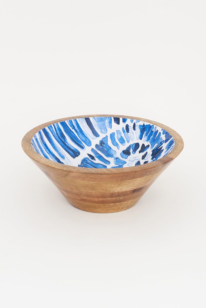 Round Enamelled Wooden Bowl with Shell design From Europe Batela Giftware