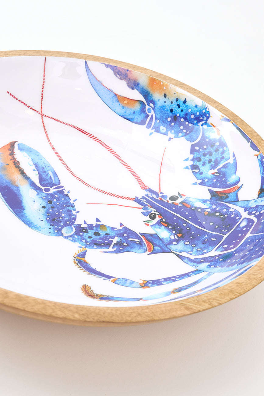 Large Enamelled Wooden Bowl with Lobster Design From Europe Batela Giftware