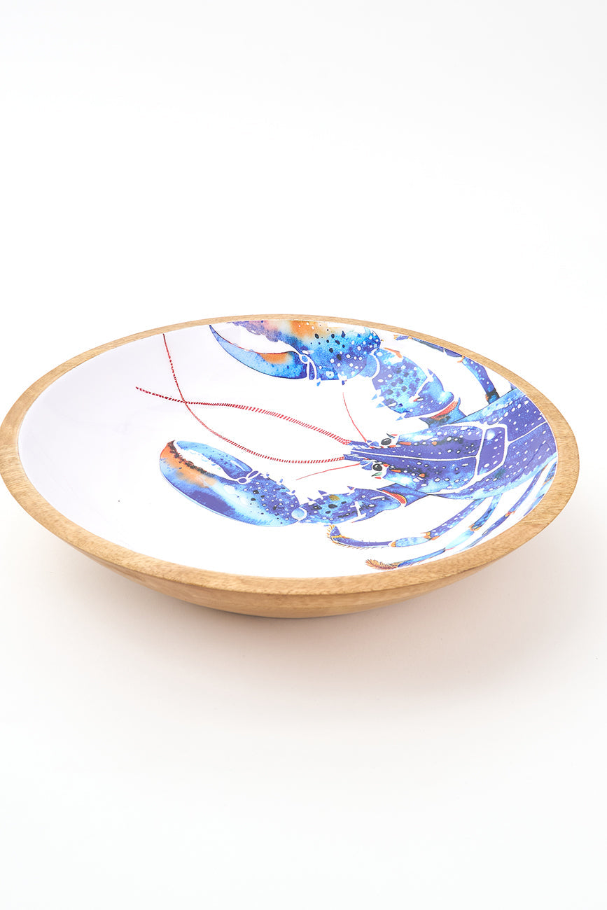 Large Enamelled Wooden Bowl with Lobster Design From Europe Batela Giftware