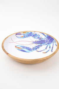 Medium Enamelled Wooden Bowl with Lobster design From Europe Batela Giftware