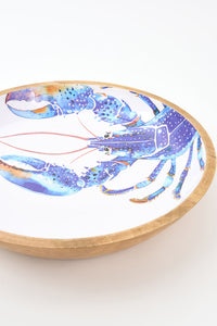 Medium Enamelled Wooden Bowl with Lobster design From Europe Batela Giftware