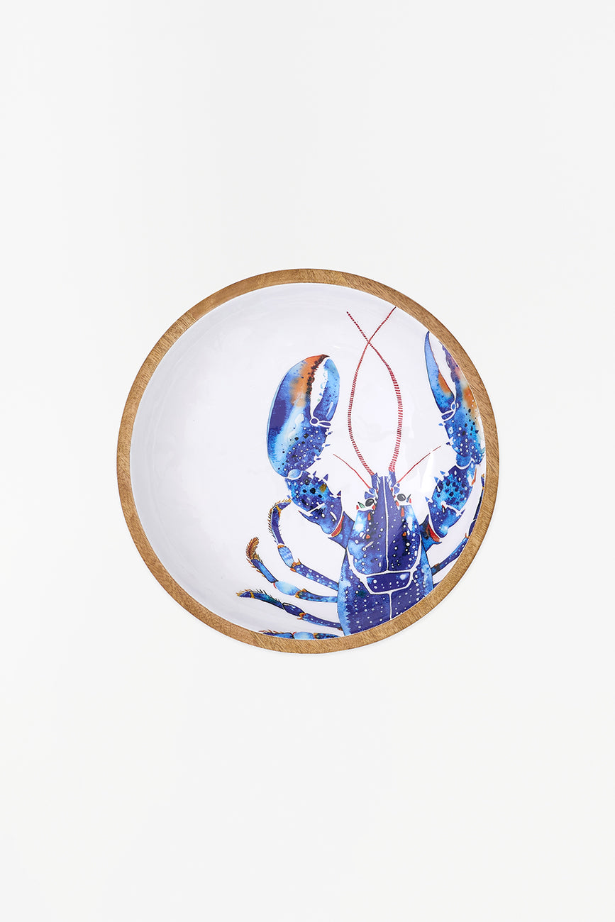 Medium Enamelled Wooden Bowl with Lobster design From Europe Batela Giftware