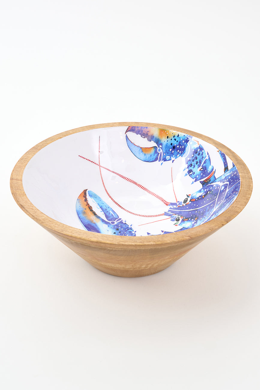 Round Enamelled Wooden Bowl with Lobster Design From Europe Batela Giftware