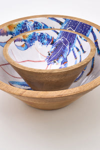 Round Enamelled Wooden Bowl with Lobster Design From Europe Batela Giftware