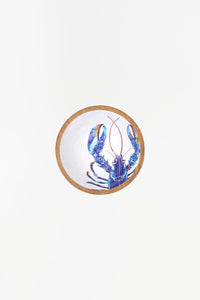 Round Enamelled Wooden Bowl with Lobster Design From Europe Batela Giftware