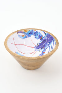 Small Enamelled Wooden Bowl with Lobster Design From Europe Batela Giftware