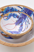 Small Enamelled Wooden Bowl with Lobster Design From Europe Batela Giftware