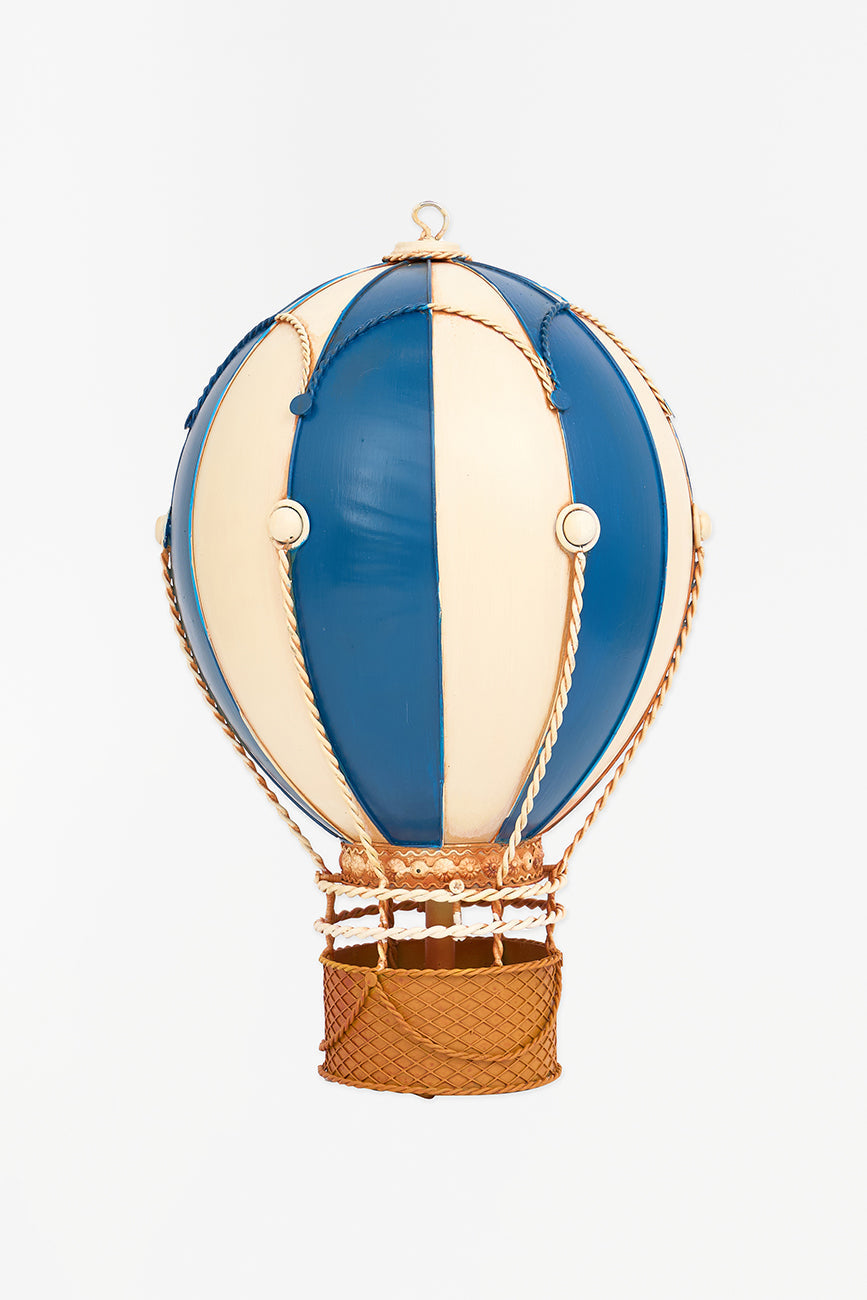 Large Blue and Beige Metal Hot Air Baloon From Europe Batela Giftware