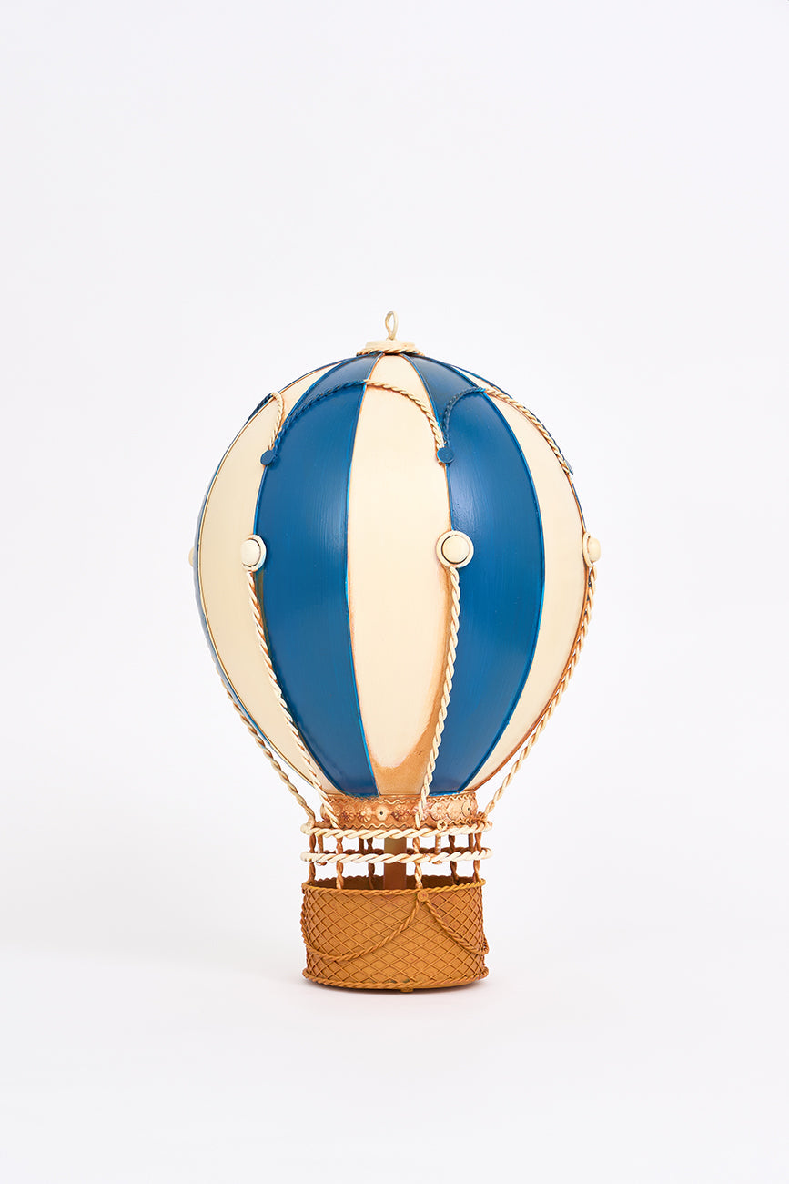 Large Blue and Beige Metal Hot Air Baloon From Europe Batela Giftware