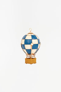 Decorative Hot Air Baloon in Blue and Beige Metal From Europe Batela Giftware