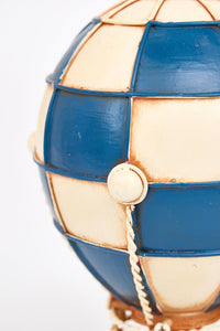 Decorative Hot Air Baloon in Blue and Beige Metal From Europe Batela Giftware