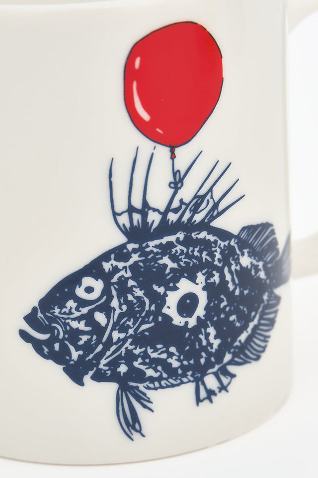 Ceramic Mugs with Fish and Red Balloon (Set of 4) From Europe Batela Giftware