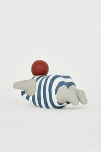 Cement Figure of a Bather in a Striped Swimsuit From Europe Papier Mache Batela Giftware