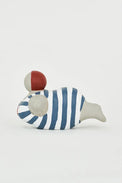 Cement Figure of a Bather in a Striped Swimsuit From Europe Papier Mache Batela Giftware