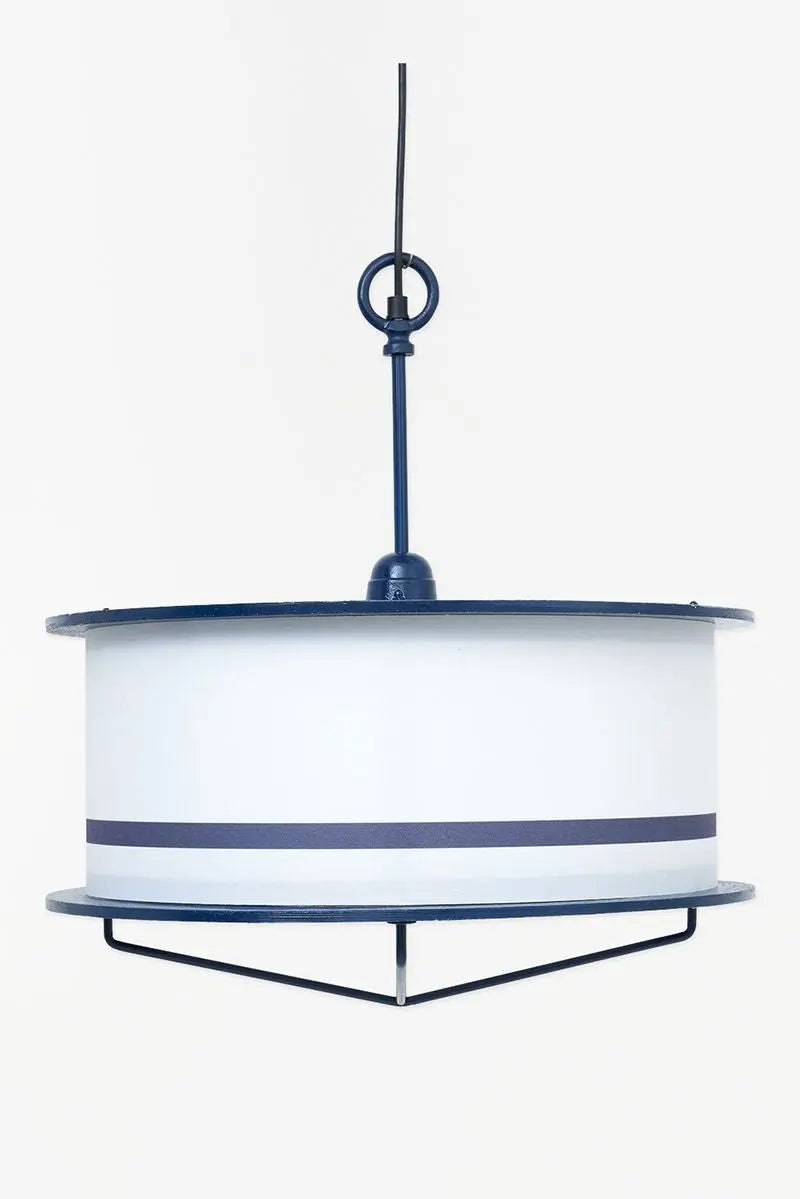 Metal Ceiling Lamp White with a Blue Stripe From Europe Batela Giftware