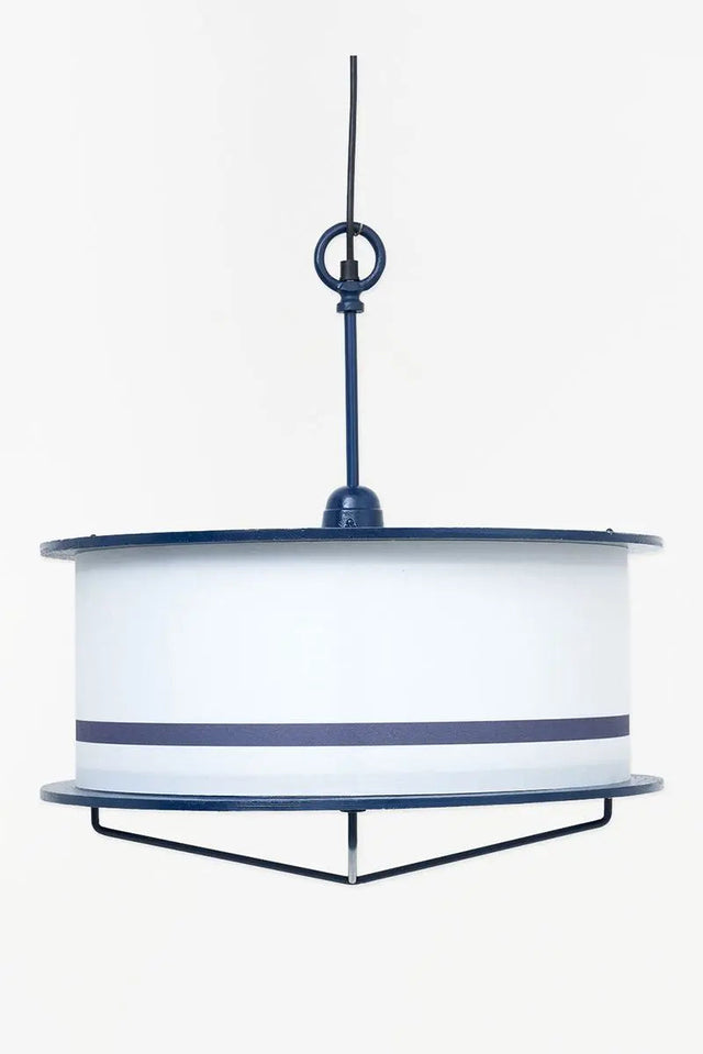 Metal Ceiling Lamp White with a Blue Stripe From Europe Batela Giftware