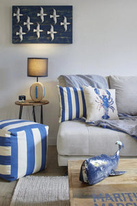 Blue-White Striped Pouffe From Europe Home Decoration Batela Giftware