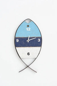 Fish-shaped Clock made of Metal and Wood From Europe Batela Giftware