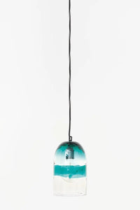 Hanging Ceiling Light Glass - Green and Clear Batela Giftware