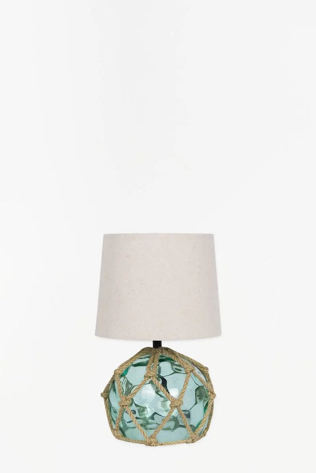 Small Glass Buoy Bedside Lamp - Green Lamp Table Lamps Batela Giftware