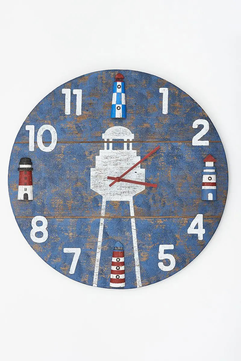 Wooden Wall Clock with Lighthouses From Europe Batela Giftware