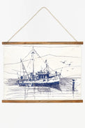 Canvas Wall Hanging - Batela Fishing Boat Marine Mammals Pictures Batela Giftware