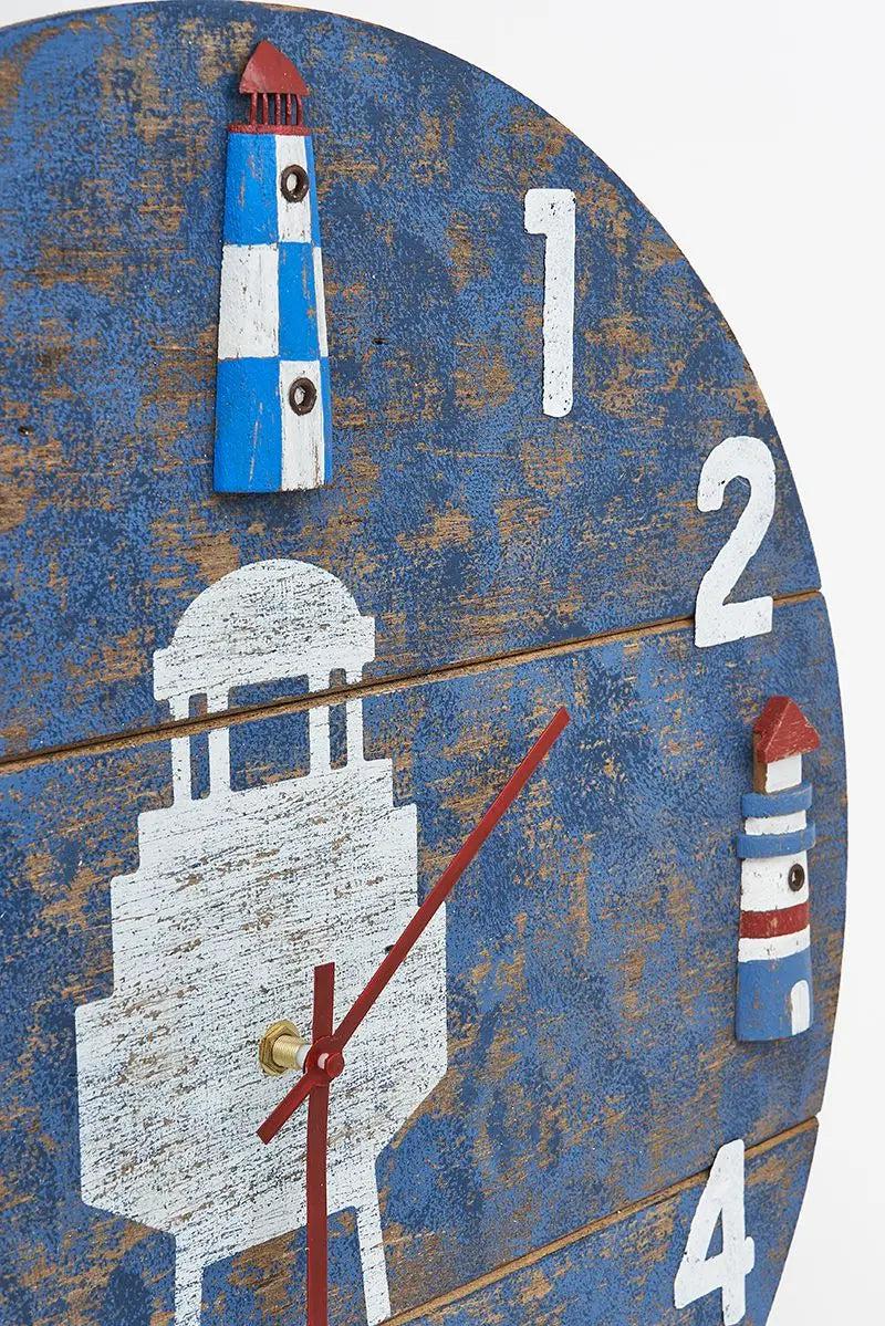 Wooden Wall Clock with Lighthouses From Europe Batela Giftware