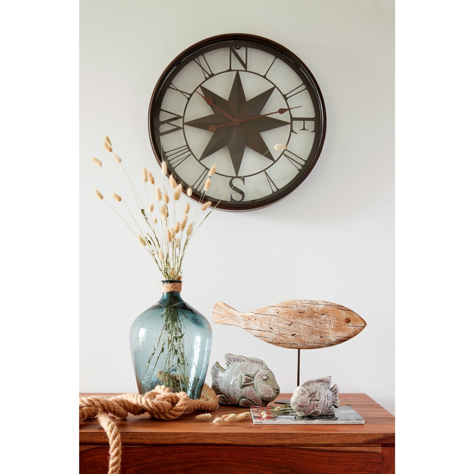 Rose of the Winds Metal Clock Clock Batela Giftware