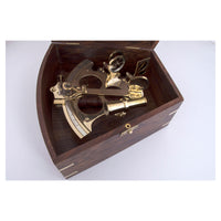 Sextant in Brass with a Wooden Box Desktop Batela Giftware