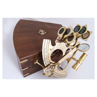 Sextant in Brass with a Wooden Box Desktop Batela Giftware