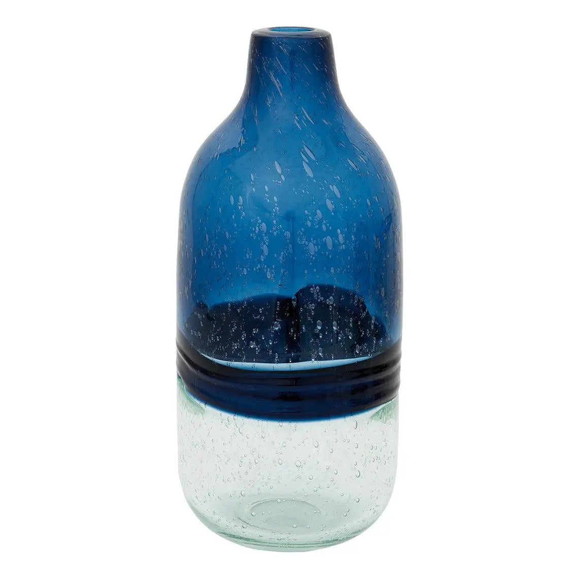 Glass Blown Bottle Vase - Blue Hues (Tall) Batela Giftware